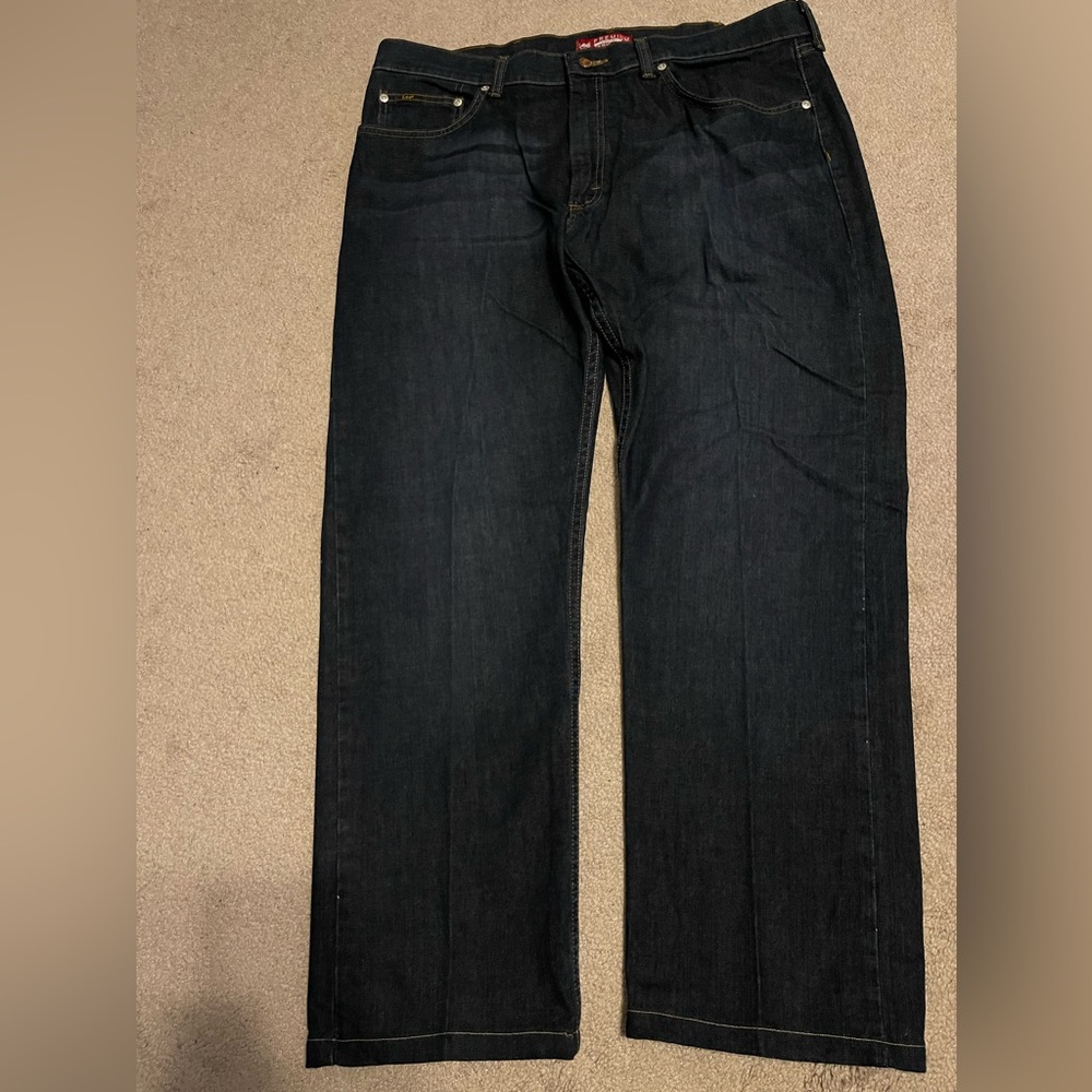 “Lee” Premium Select Dark Blue Denim Jeans: Size: 38x28- Regular Straight Leg